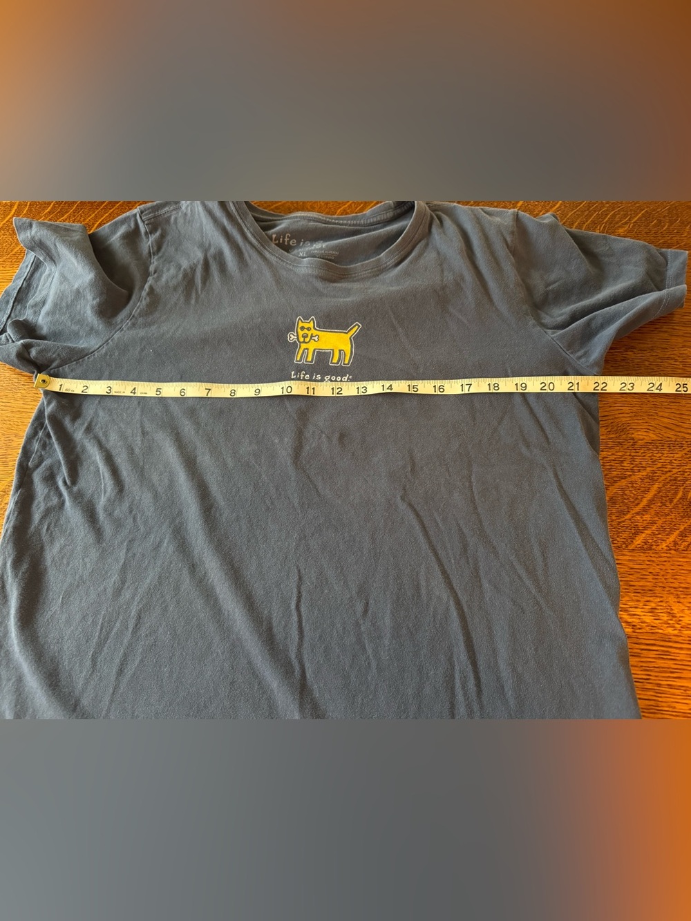 Life Is Good Navy Short Sleeve Tee with Yellow Dog Graphic - Picture 7 of 8